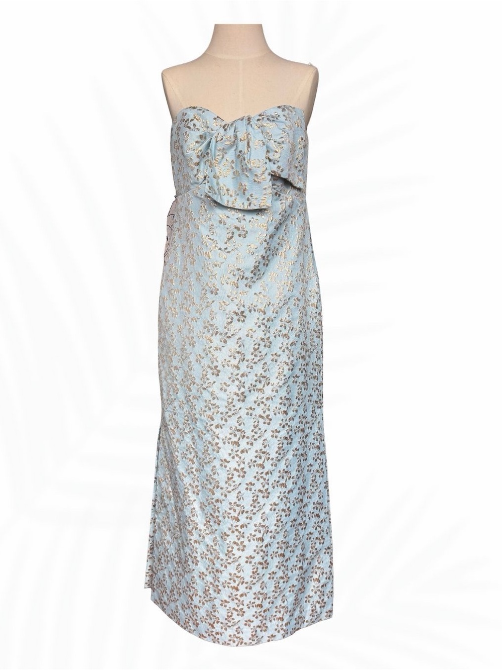 Lilly Pulitzer Strapless Blue Gold Floral Brocade Maxi Dress Size 6